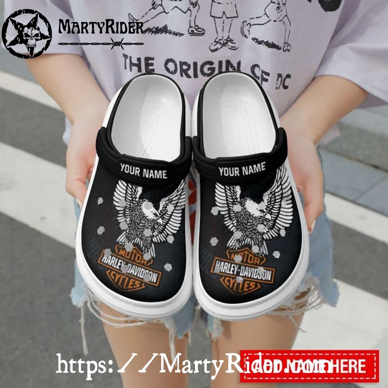 Flying Eagle Black Harley Davidson Crocs Personalized Flying Eagle Black Harley Davidson Crocs Personalized