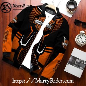 Futuristic Graphic bomber harley black orange harley davidson