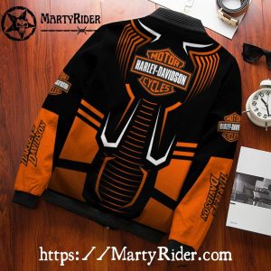 Futuristic Graphic bomber harley black orange harley davidson