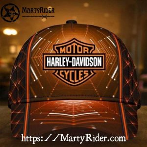 Futuristic Lines Harley Davidson Caps – Orange Neon Glow