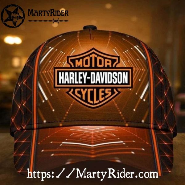 Futuristic Lines Harley Davidson Caps – Orange Neon Glow