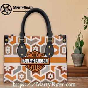 Geometric Floral Motif Harley Davidson Leather Bags