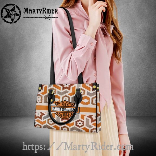 Geometric Floral Motif Harley Davidson Leather Bags