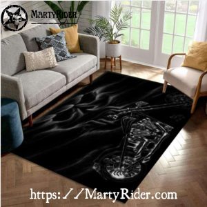 Ghost Flame Skeleton Ride Harley Davidson Rugs