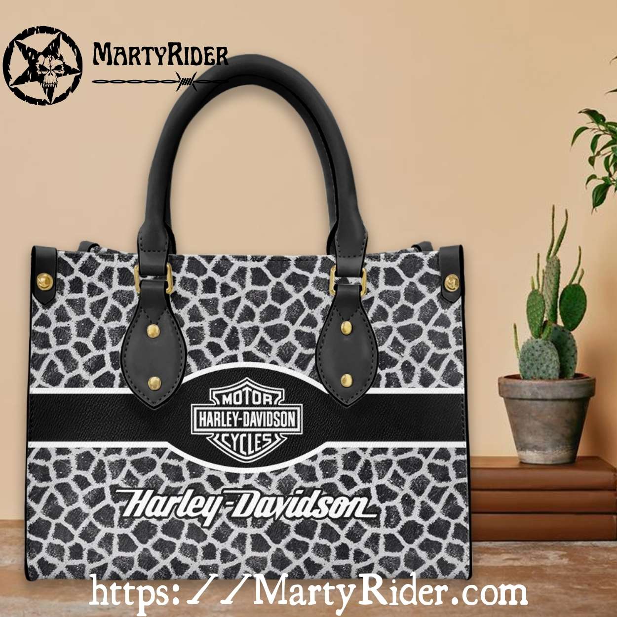 Giraffe Print Monochrome Harley Davidson Leather Purse Giraffe Print Monochrome Harley Davidson Leather Purse