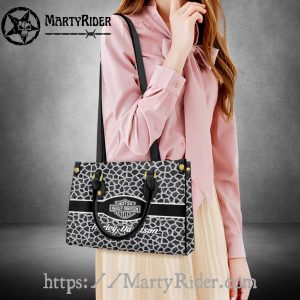 Giraffe Print Monochrome Harley Davidson Leather Purse