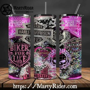 Glitter Skull and Wings Harley Davidson Tumblers 20oz