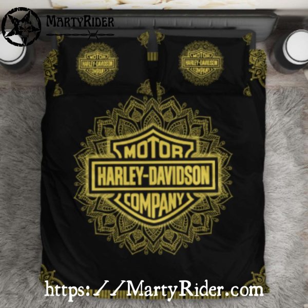 Gold Mandala Harley Davidson Company Bedding Sets Luxe Ride