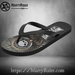Gothic Emblem Harley Davidson Flip Flops Baroque Skull