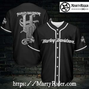 Gothic HD Monogram Harley Davidson Baseball Jerseys Black
