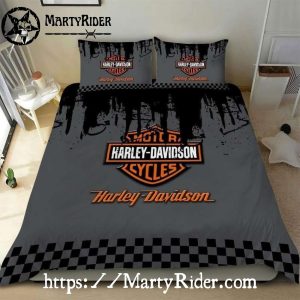 Graffiti Gray Harley Davidson Bedding Sets Urban Style