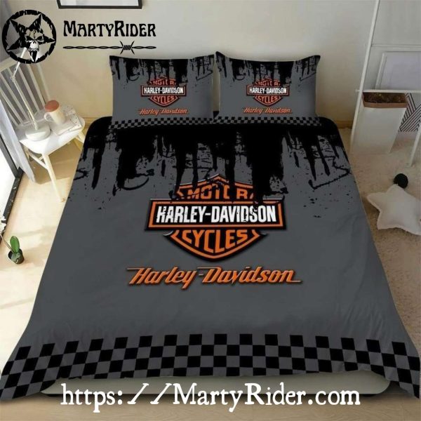 Graffiti Gray Harley Davidson Bedding Sets Urban Style