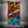 Purple Flame Badge Black Harley Davidson Rugs