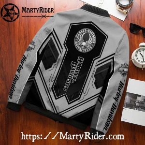 Gray Black Geometric bomber jacket Harley Davidson Style 3