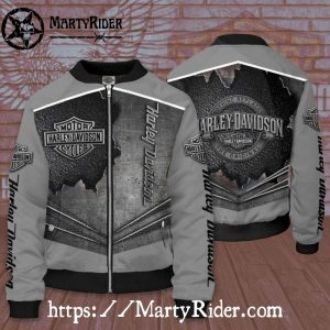 Gray Metallic Harley Davidson Bomber Jackets bomber harley style