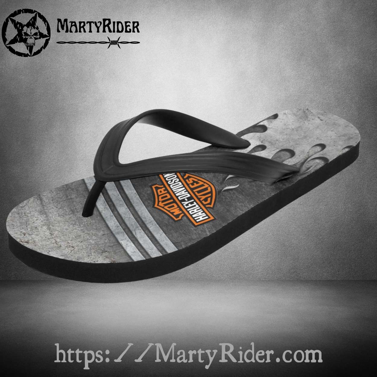 Gray Steel Harley Davidson Flip Flops Flame Burnout Gray Steel Harley Davidson Flip Flops Flame Burnout