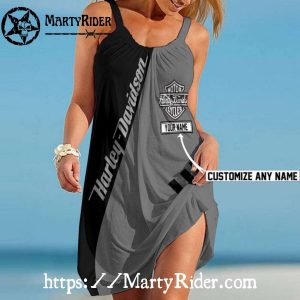 Gray Tone Harley Davidson Dresses Custom Name Design