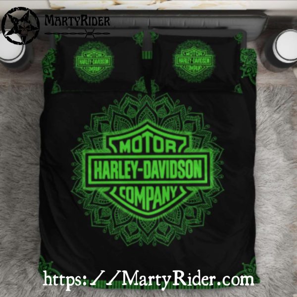 Green Mandala Harley Davidson Company Bedding Sets Night Ride