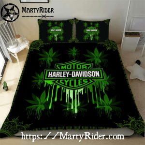 Green Skull Harley Davidson Bedding Sets with Dripping Effect