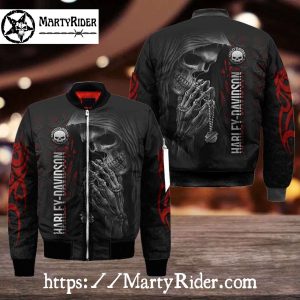 Grim Reaper Prayer Harley Davidson Bomber Jacket
