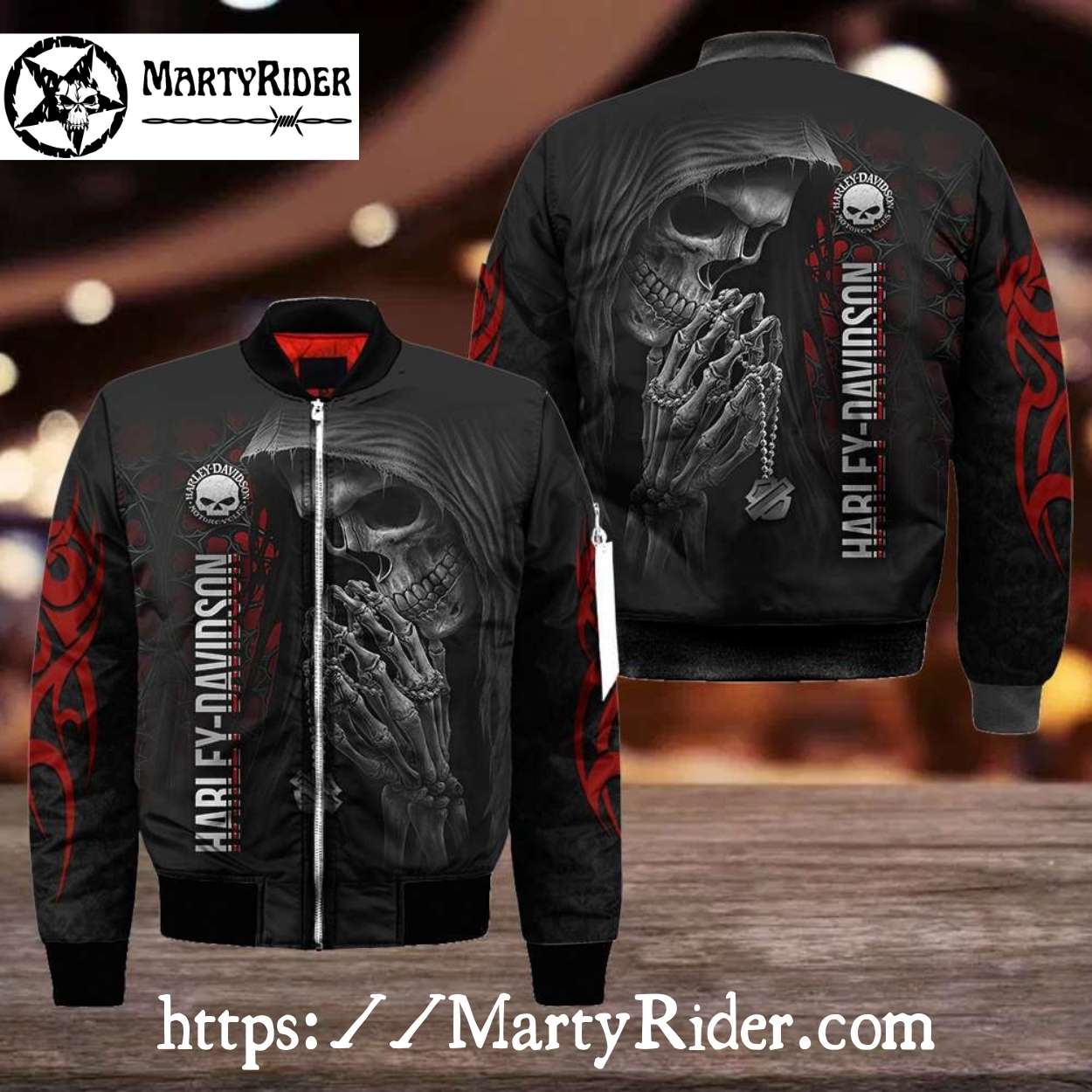 Grim Reaper Prayer Harley Davidson Bomber Jacket Grim Reaper Prayer Harley Davidson Bomber Jacket