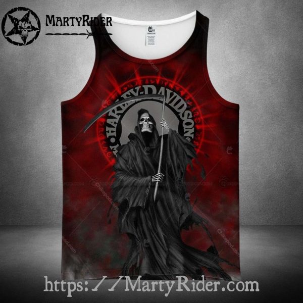 Grim Reaper Red Glow Harley Davidson Tank Top Art