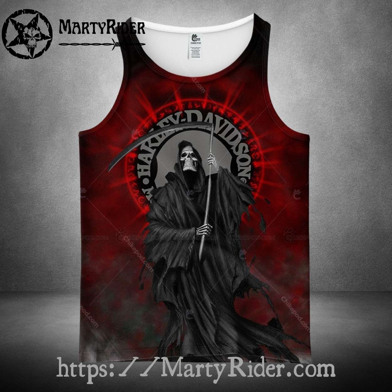 Grim Reaper Red Glow Harley Davidson Tank Top Art Grim Reaper Red Glow Harley Davidson Tank Top Art