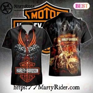 Grim Reaper With Flames Harley Davidson Hawaiian Shirt