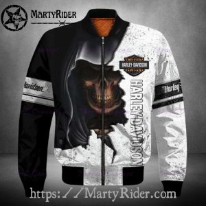 Grim Reaper bomber harley design black and white harley jacket