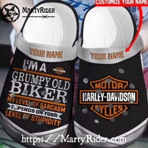 Grumpy Old Biker Custom Harley Davidson Crocs for Men