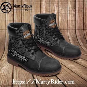 Grunge Script Harley Davidson Shoes With Monogram Texture