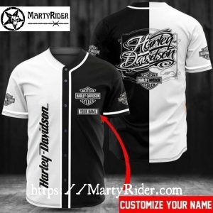 Half Black Half White Harley Davidson Baseball Shirt Custom