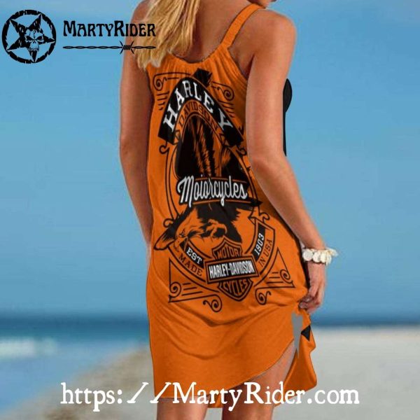 Half Black Orange Harley Davidson Custom Dress