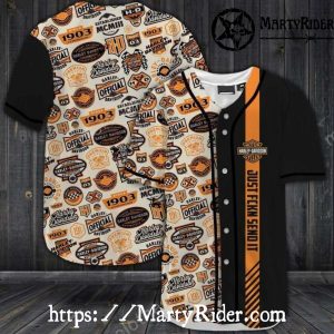 Harley Davidson Baseball Jerseys with Retro Patch Pattern