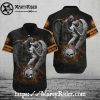 Half Floral Half Stripe Harley Davidson Hawaiian Shirt