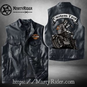 Harley Davidson Leather Vests Biker Skeleton Motorcycle