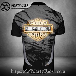 Harley Davidson Polo Shirt with Gold Winged Emblem 3