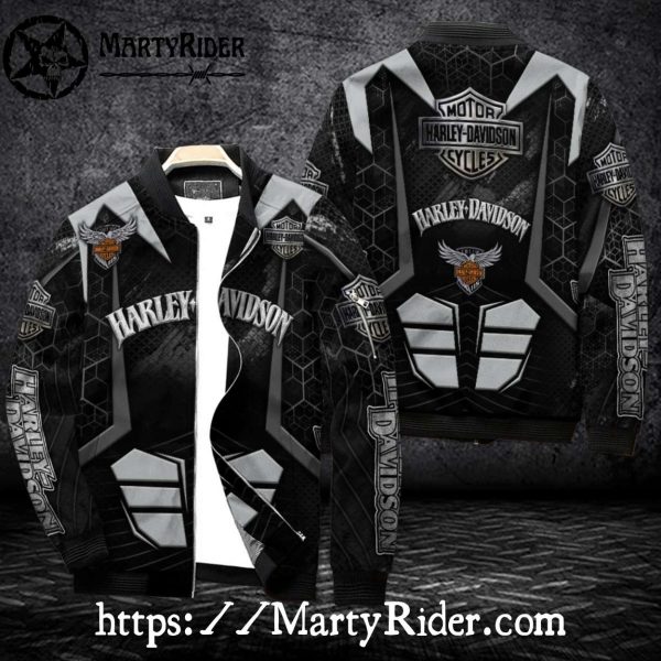 Hexagon Armor Black bomber Harley Davidson Bomber Jackets