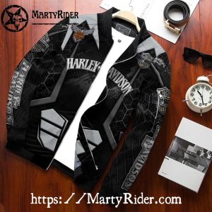 Hexagon Armor Black bomber Harley Davidson Bomber Jackets