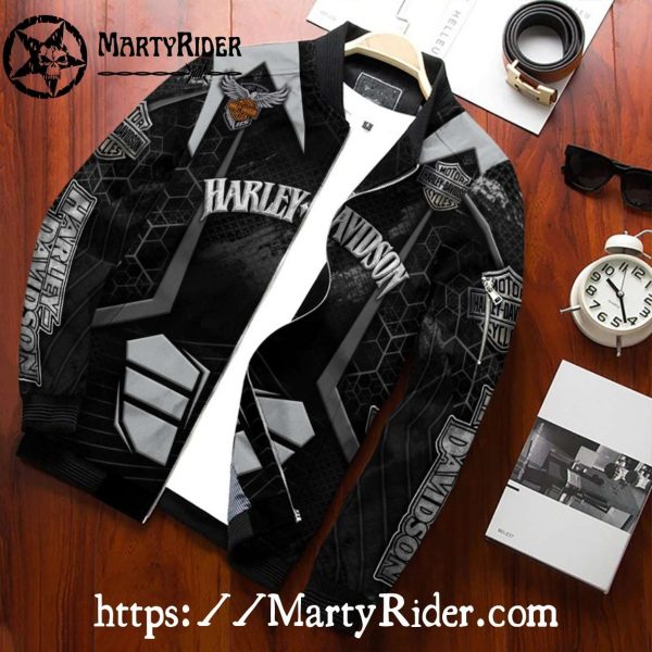 Hexagon Armor Black bomber Harley Davidson Bomber Jackets