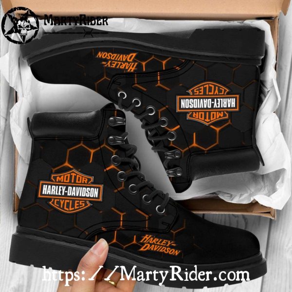 Hexagon Grid Harley Davidson Shoes Mens Harley Riding Boots