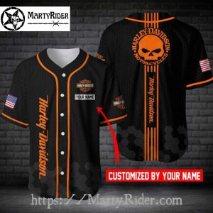 Hexagon Pattern Harley Davidson Baseball Jerseys Custom Name