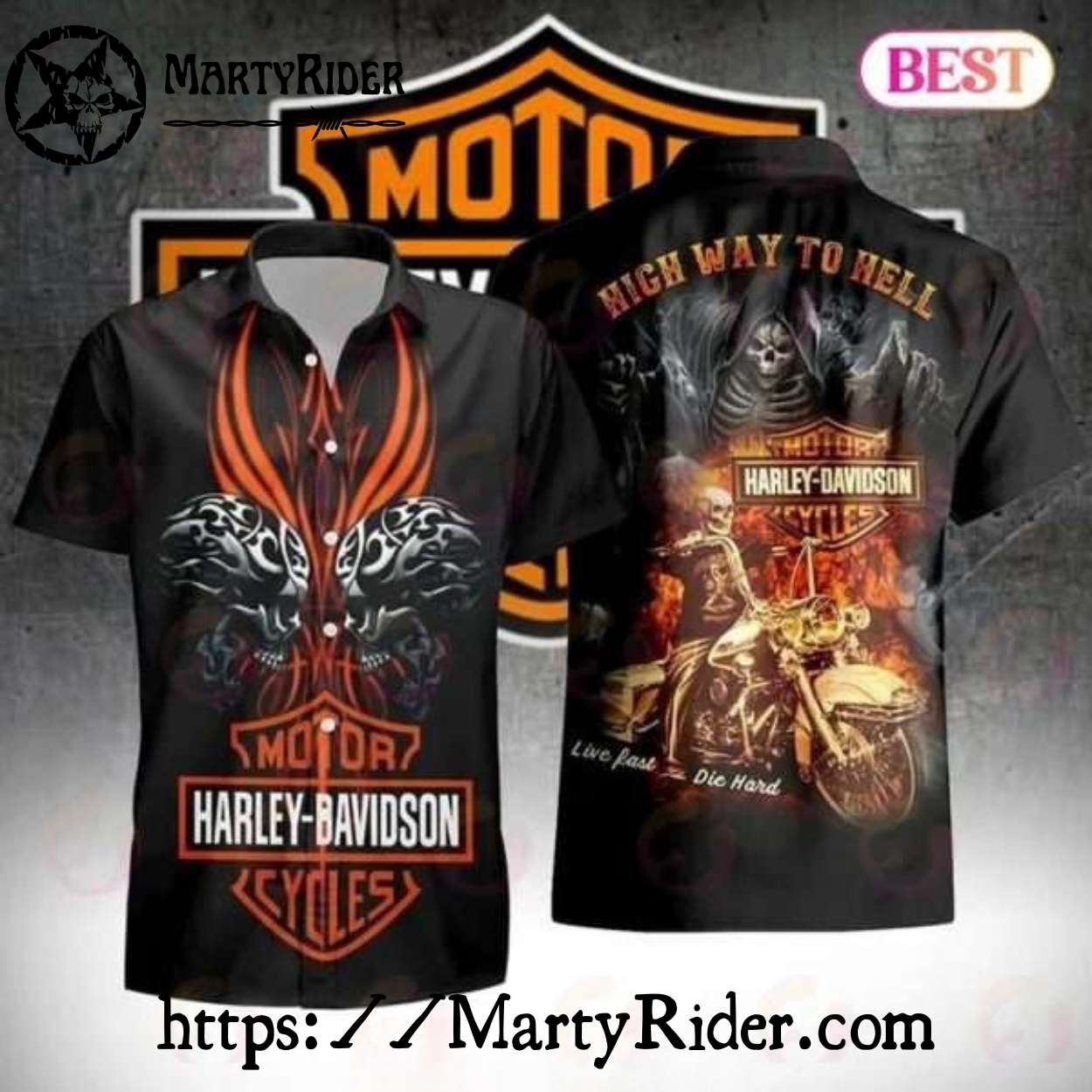 Highway To Hell Harley Davidson Hawaiian Shirt With Rider Highway To Hell Harley Davidson Hawaiian Shirt With Rider