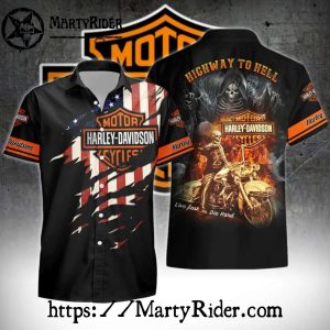 Highway To Hell Reaper Ride Harley Davidson Aloha Shirt