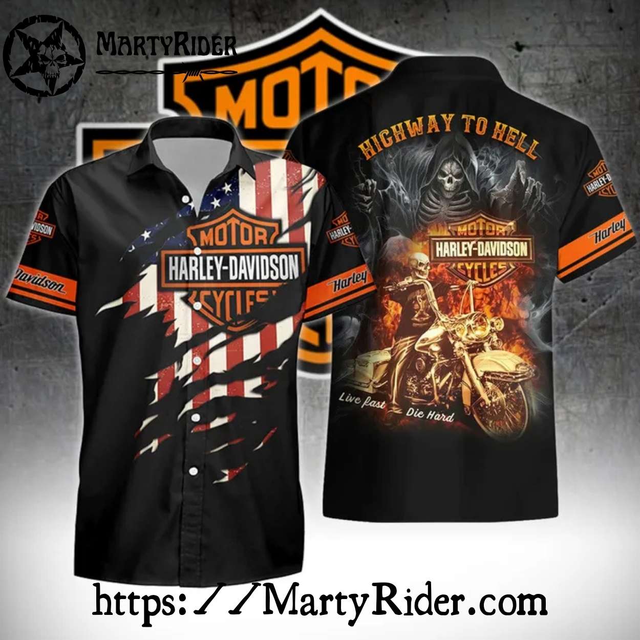 Highway To Hell Reaper Ride Harley Davidson Aloha Shirt Highway To Hell Reaper Ride Harley Davidson Aloha Shirt