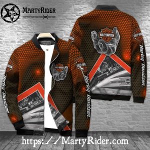 Honeycomb Grid Engine Art Harley Davidson Bomber Jackets