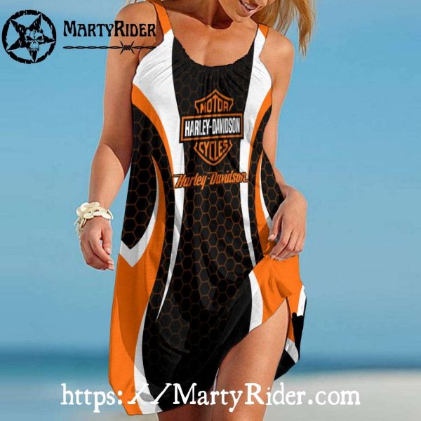Honeycomb Pattern Harley Davidson Beach Dress Fun