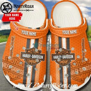 Honeycomb Stripe Harley Davidson Crocs Add Name Option