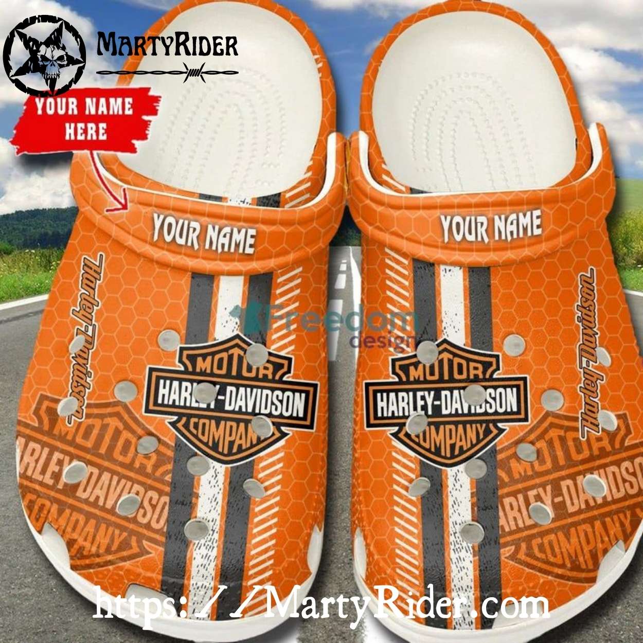 Honeycomb Stripe Harley Davidson Crocs Add Name Option Honeycomb Stripe Harley Davidson Crocs Add Name Option