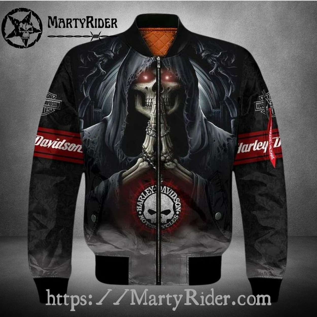 Hooded Skeleton Harley Davidson Bomber Jacket bomber harley look Hooded Skeleton Harley Davidson Bomber Jacket bomber harley look